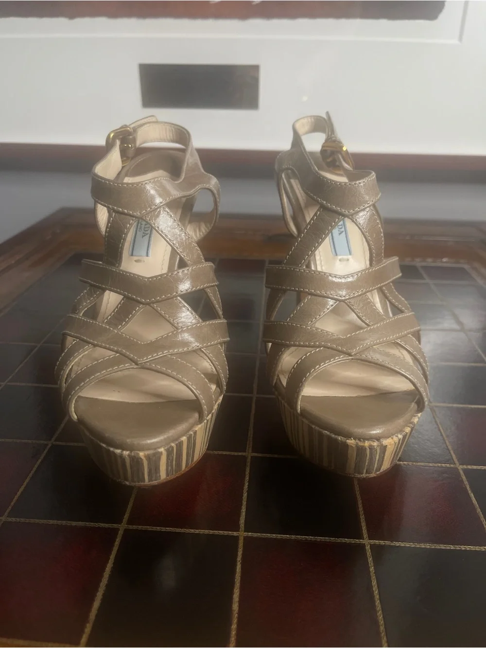 Prada Giunco Cage Sandals